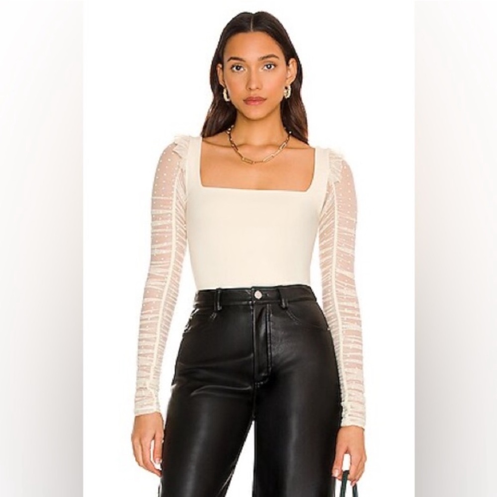 free people intimately must be love bodysuit ivory cream sheer sleeves